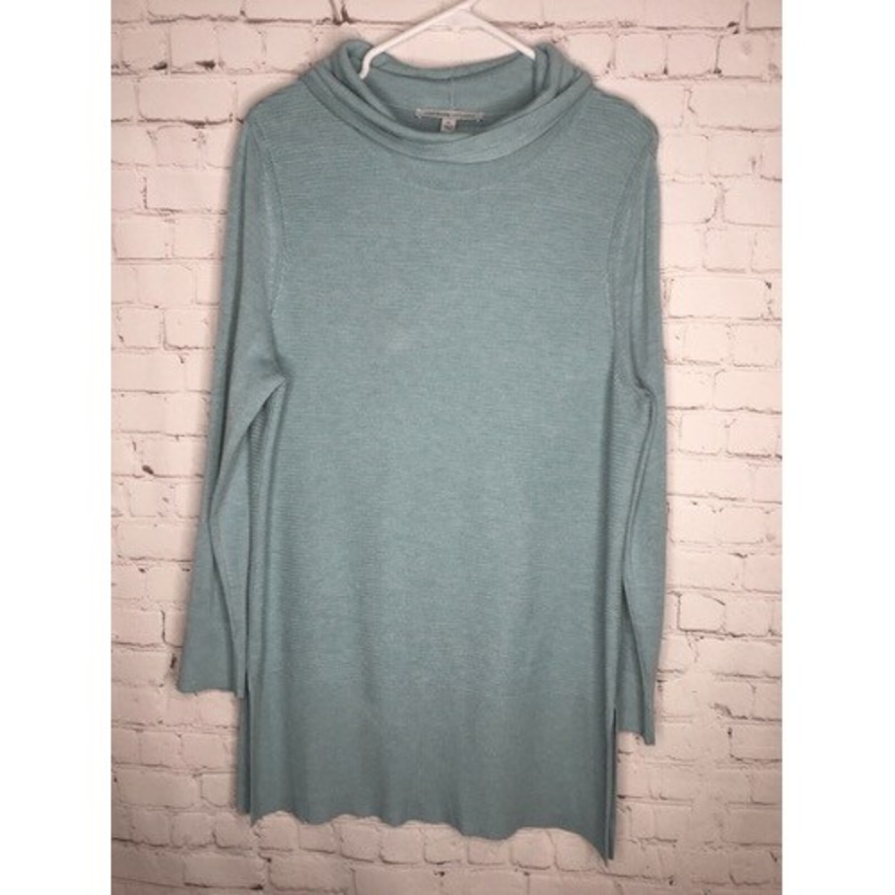 Adrienne Vittadini BlueReef Heather Ribbed CowlNeck Tunic Sweater Women XL China